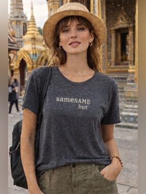 Same Same But Different Graphic Tee Thailand Travel Shirt Gray Size Small